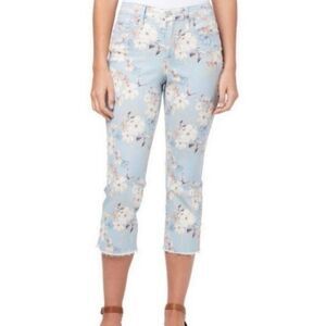 🔹️Nine West Blue Floral Chrystie Capri Jeans Size 10/30